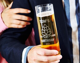 Gepersonaliseerde geëtst bierglas