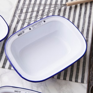 Personalised &#39;Baked By&#39; Enamel Pie Dish