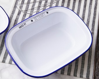 Personalised 'Baked By' Enamel Pie Dish