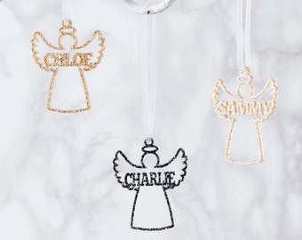 Personalised Angel Metallic Christmas Decoration