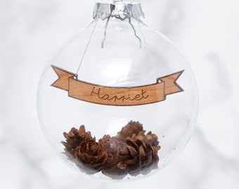 Personalised Banner Pine Cone Bauble