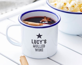 Mulled Wine Enamel Personalised Mug