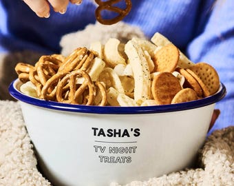 Personalised Enamel Snack Bowl | TV Treats, Movie Night