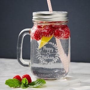 Parejas Laurel Personalizado Mason Jar