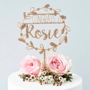 Personalised Congratulations Floral Cake Topper image 3