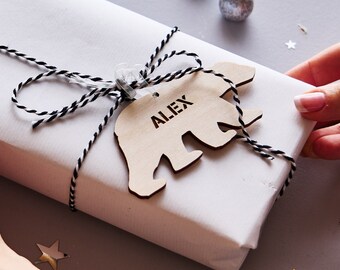 Personalised Wooden Polar Bear Christmas Gift Tag