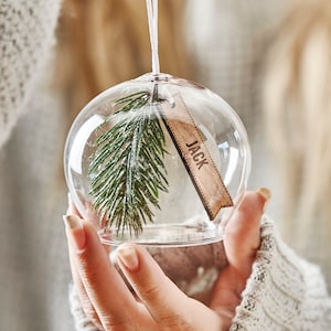 Personalised Christmas Sprig Glass Bauble