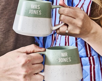 Personalised Couples Gift | Wedding Gift Dipped Stoneware Mug Set