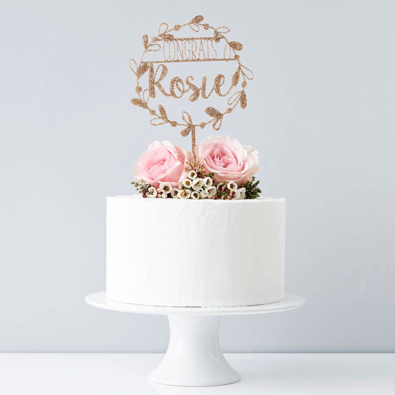 Personalised Congratulations Floral Cake Topper image 2