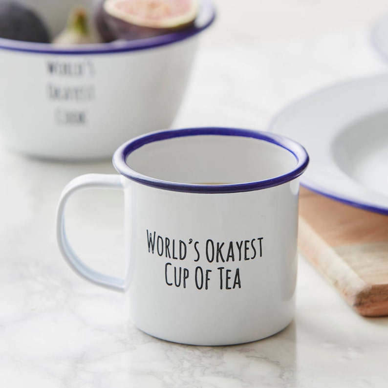 Enamel Personalised 'cup of 'tea' Mug Etsy