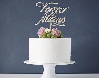 Elegant 'Forever And Always' Wooden Wedding Cake Topper