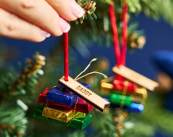 Personalised Chocolate Christmas Present Decoration