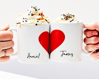 Personalised Love Heart Mug Set