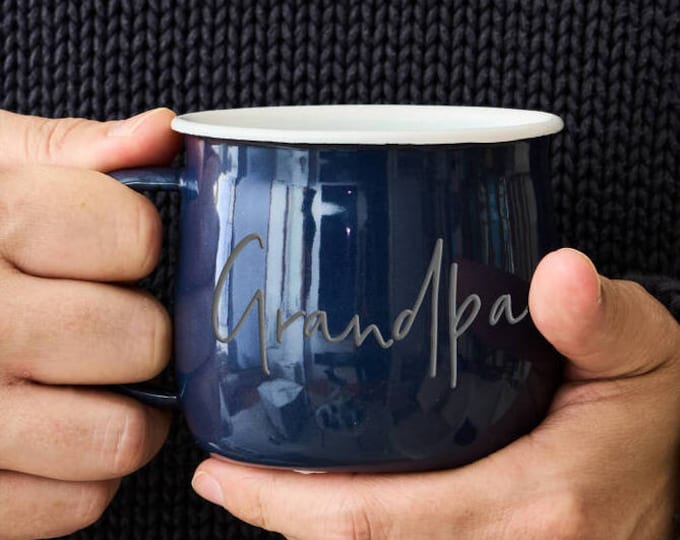 Personalised Enamel Mug For Grandpa / Grandad | Birthday Gift for Him
