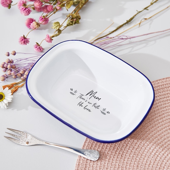 Personalised Floral Enamel Pie Dish