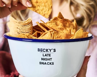 Personalized Enamel Snack Bowl | Movie Night Treats