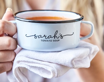 Tazón de sopa esmaltado personalizado