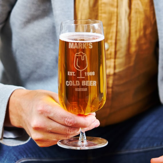 Personalised Stemmed Beer Glass Etsy