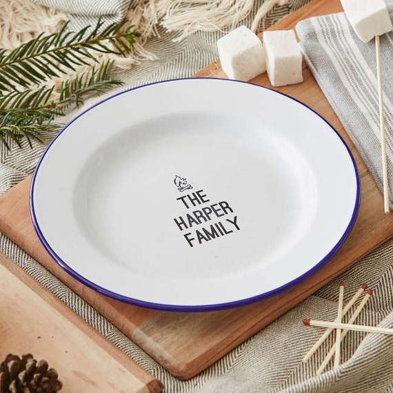 Personalised Family Enamel Plate Etsy