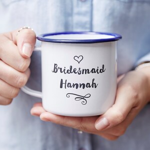 Personalised Bridesmaid Enamel Mug image 3