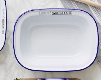 Personalised Enamel Pie Dish For Him