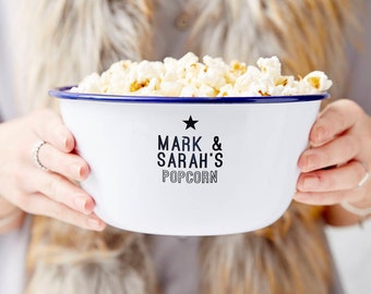 Personalised Couples Enamel Popcorn Bowl