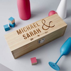 Wooden Personalised Wedding Bottle Box image 1