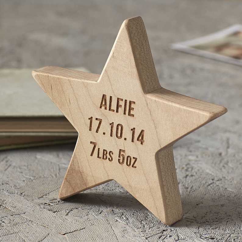 Personalised Baby Keepsake Wooden Star image 1