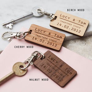 Couples Personalised Wooden Keyring image 3