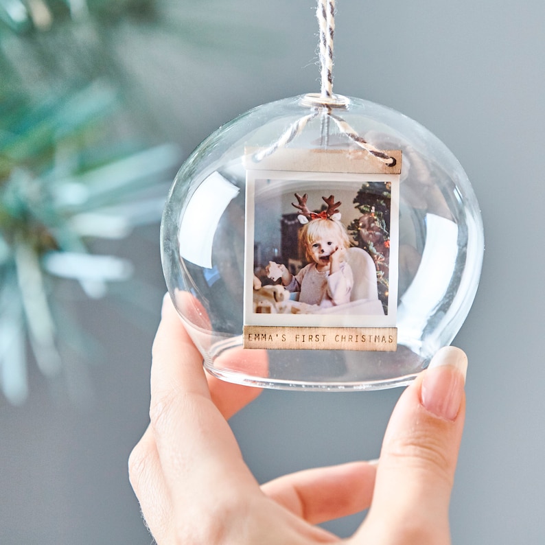 Personalised Photo Dome Glass Bauble image 2