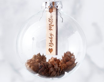 Gepersonaliseerde Baby's Eerste Kerst Pine Cone Bauble