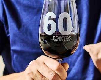Copa de vino personalizada para 60, 50, 40 y 30 cumpleaños / Regalo grabado para un hito
