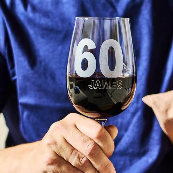 Personalized 60th, 50th, 40th, 30th Birthday Wine Glass | Engraved  Milestone Gift - Etsy Israel