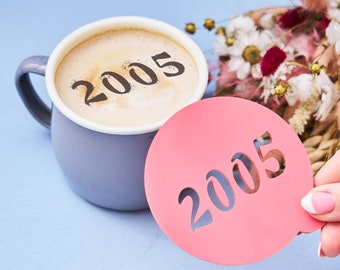 Personalised Birth Year Coffee Stencil For Her