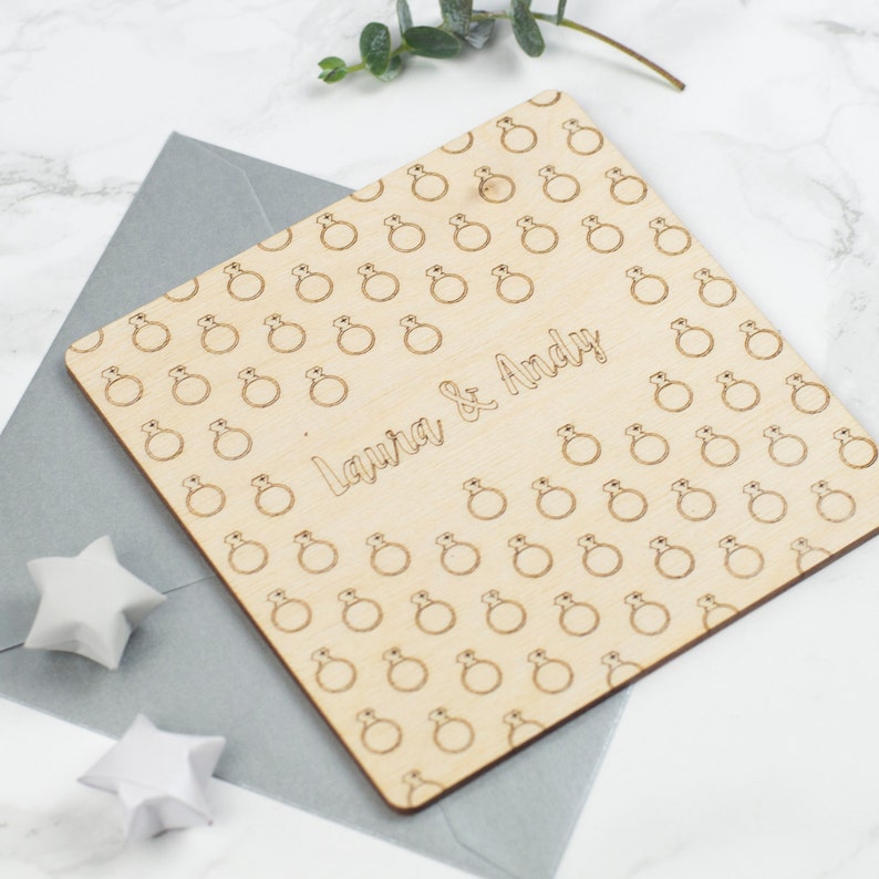 Wooden Personalised Engagement Card