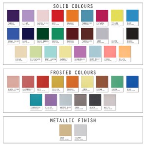 Coffee stencil colour options including red, gold, pink and more
