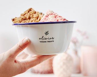 Personalised Vegan Treats Enamel Bowl