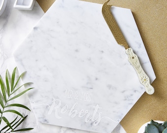 Tabla de servir de mármol personalizada para bodas