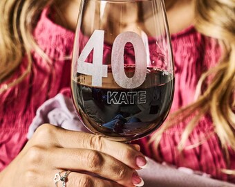 Personalized 40th Birthday Wine Glass | Engraved Gift