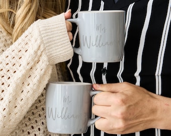 Personalisierte Steinzeug Hochzeit Mug Set