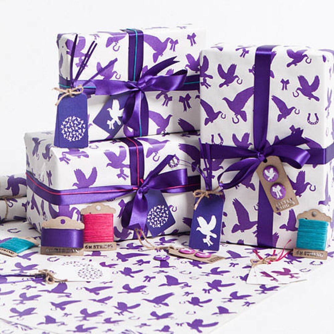 Recycled Love Birds Violet Gift Wrap - Etsy