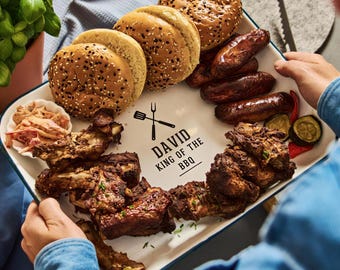Personalized BBQ Serving Tray | Custom Grill Gift for Dad | Personalised Gift