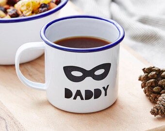 Tazza smaltata personalizzata con supereroe / Regalo per la festa del papà