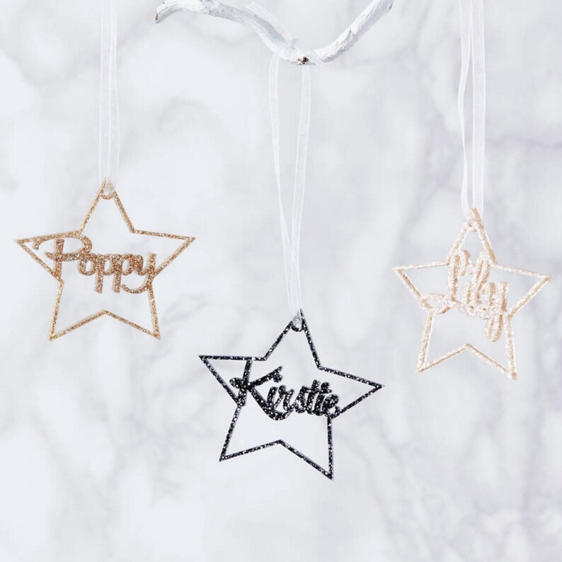 Personalised Metallic Star Christmas Decoration image 1