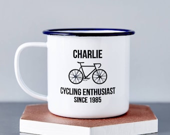 Personlig cykelmugg i emalj