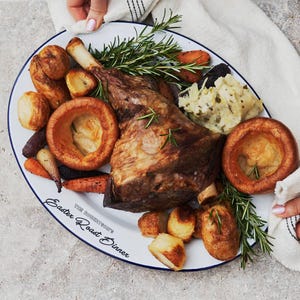 Personalized Enamel Serving Platter | Custom Roast Dinner Plate