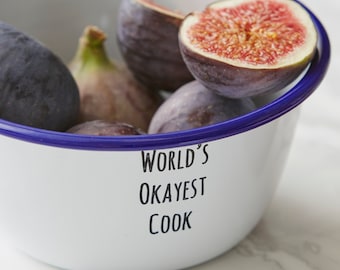 Bol de esmalte personalizado "El cocinero más o menos bueno del mundo"