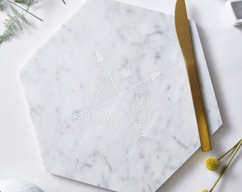 Tabla de servir de mármol personalizada para bodas