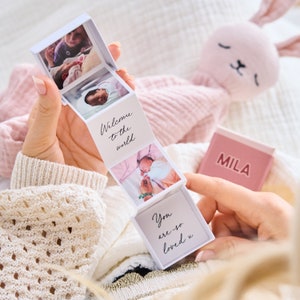 Boîte à jetons photo personnalisée pour nouveau bébé