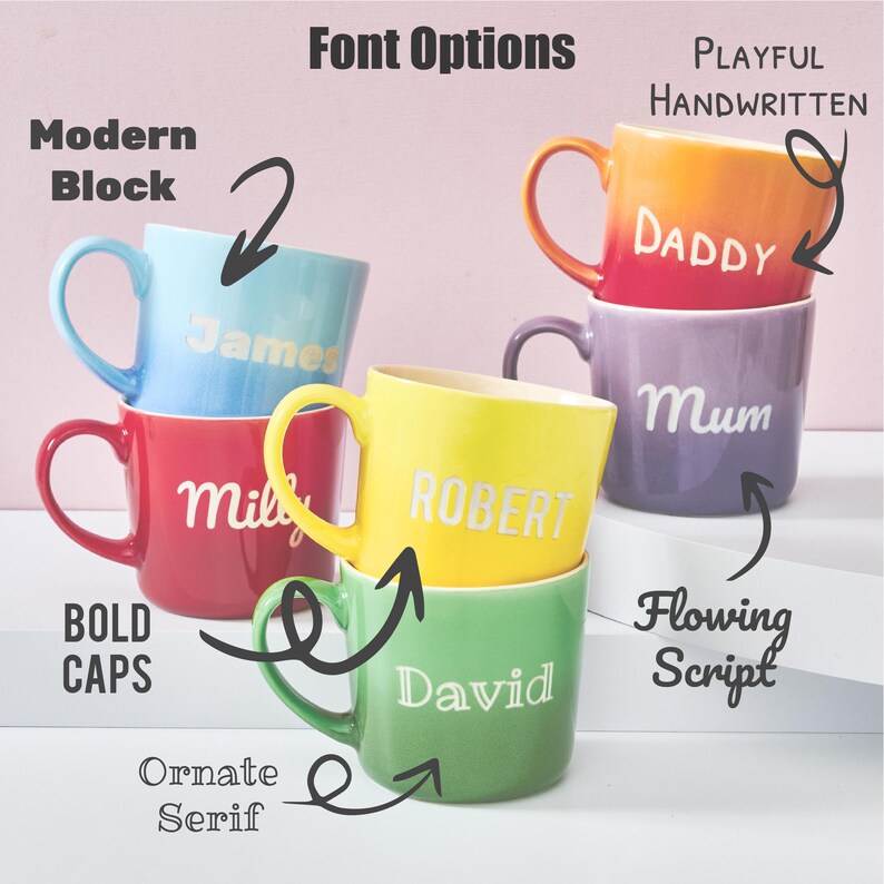 Personalised Ombre Mug | Custom Name Engraved New Bone China Gift - Etsy UK